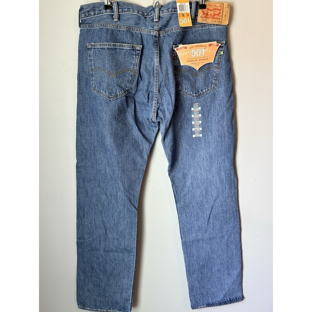 Levi's 501 Original Blue Button Fly Straight 5-Pocket Jeans Men's 38x34 NWT